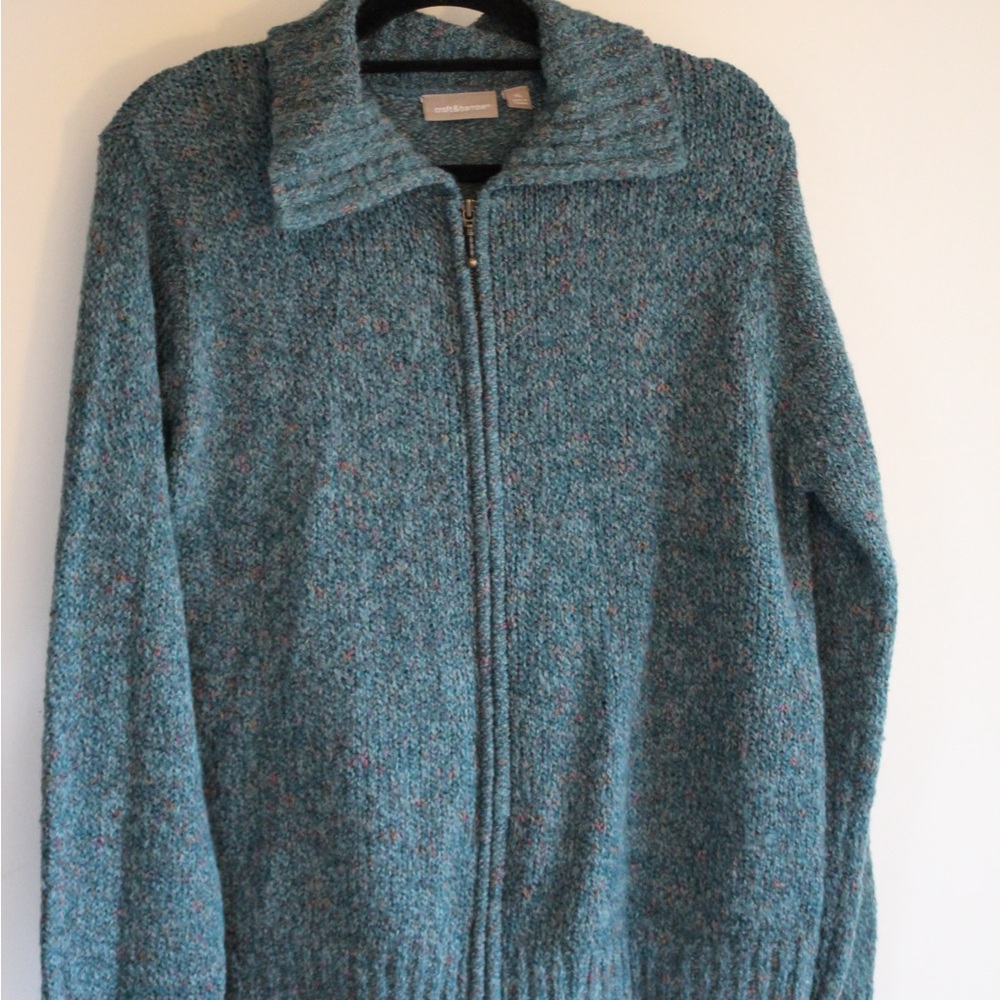 Turquoise Zip-Up Sweater